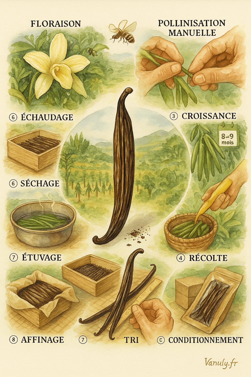 Lire la suite à propos de l’article Vanille Bourbon de Madagascar – L’excellence issue de Sambava : de la fleur à la gousse – Vanuly